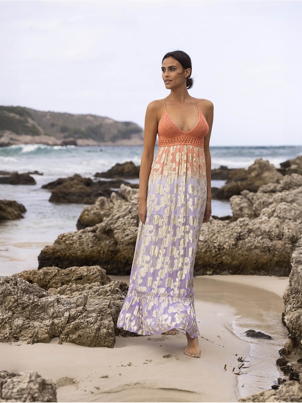 Miss June Paris Maxi Dress Marley - Peach/Lilac